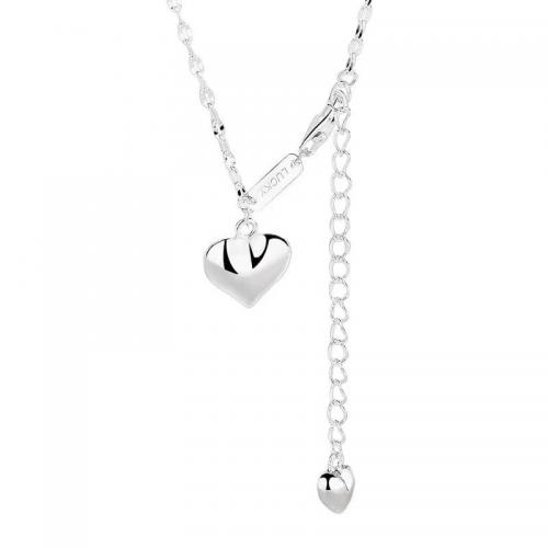925 Sterling Silver Necklace, with 2inch extender chain, Rectangle, fashion jewelry & with letter pattern & for woman, silver color, Length:Approx 15.7 Inch, Sold By PC
