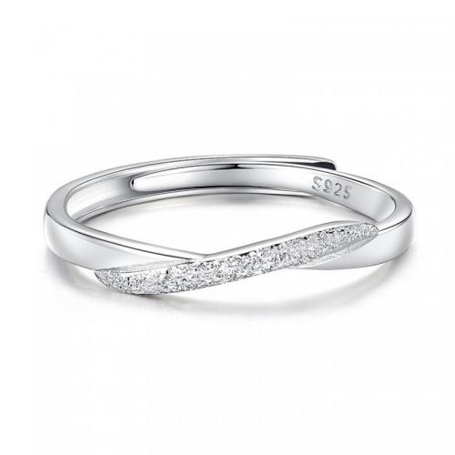 925er Sterling Silber Paar- Ring, einstellbar & verschiedene Stile für Wahl & für paar & satiniert, Silberfarbe, Größe:6-10, verkauft von PC