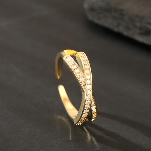 Kubisk Circonia Micro bane messing Ring, guldfarve belagt, mode smykker & Micro Pave cubic zirconia & for kvinde, nikkel, bly & cadmium fri, Solgt af PC