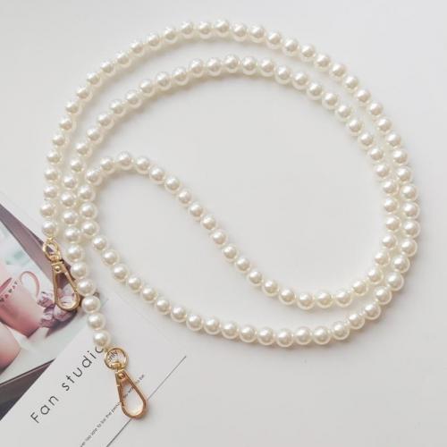 Lanière de téléphone portable, perle de plastique, avec alliage de zinc, longueur différente pour le choix & pour femme, blanc, Vendu par PC