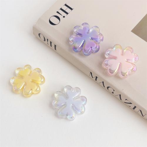Plated Acrylic Beads, Four Leaf Clover, UV plating, DIY, more colors for choice, 24x24mm, 100PCs/Bag, Sold By Bag
