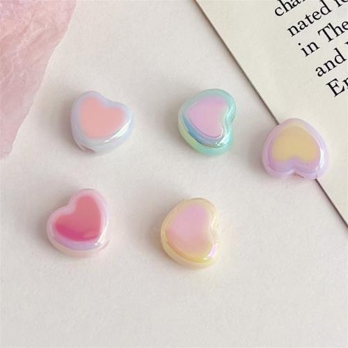 Plated Acrylic Beads, Heart, UV plating, DIY, more colors for choice, 14.50x13mm, 500PCs/Bag, Sold By Bag