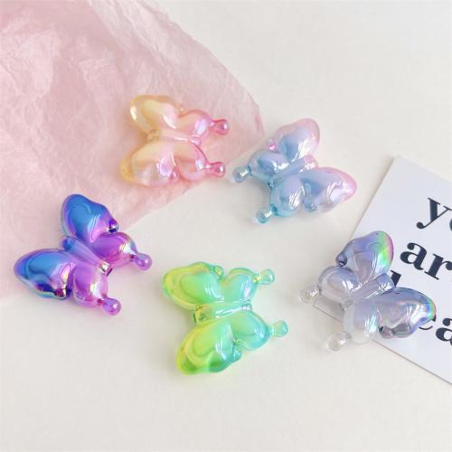 Plated Acrylic Beads, Butterfly, UV plating, DIY, more colors for choice, 30mm, 100PCs/Bag, Sold By Bag