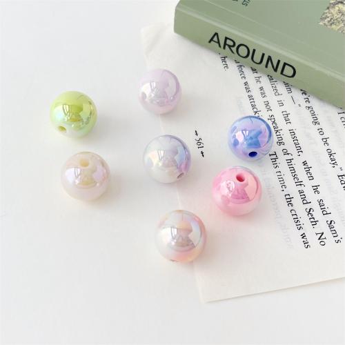 Plated Acrylic Beads, Round, UV plating, DIY, more colors for choice, 15mm, 200PCs/Bag, Sold By Bag