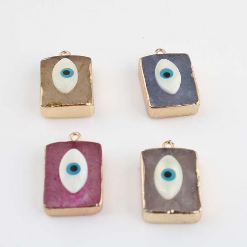 Gemstone Pendants Jewelry with Resin & Brass Rectangle gold color plated fashion jewelry & DIY Sold By PC