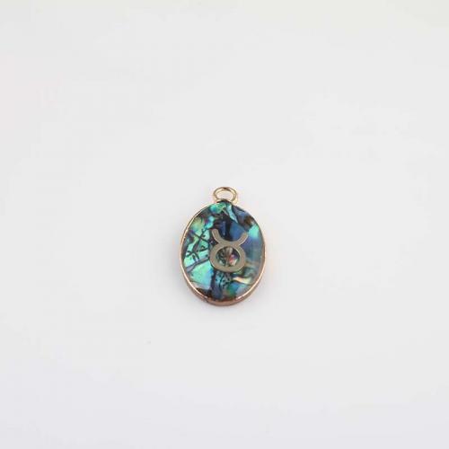 Natural Abalone Shell Pendants with Brass Flat Oval gold color plated fashion jewelry & DIY Sold By PC