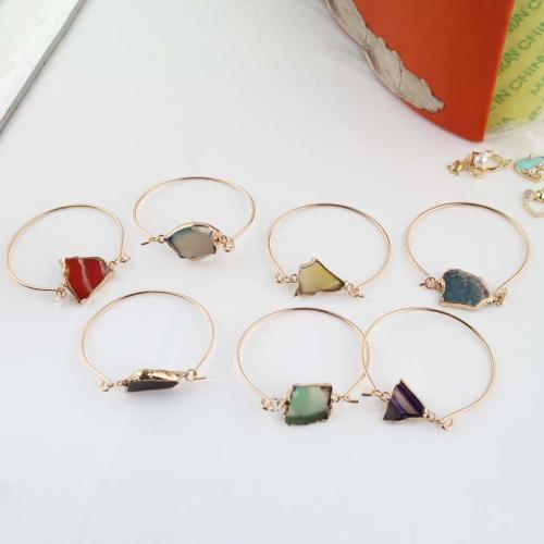 Agate Jewelry Bracelet, with Brass, gold color plated, fashion jewelry & Unisex, more colors for choice, The length of stone is about 25-35mm, Inner Diameter:Approx 65mm, Sold By PC