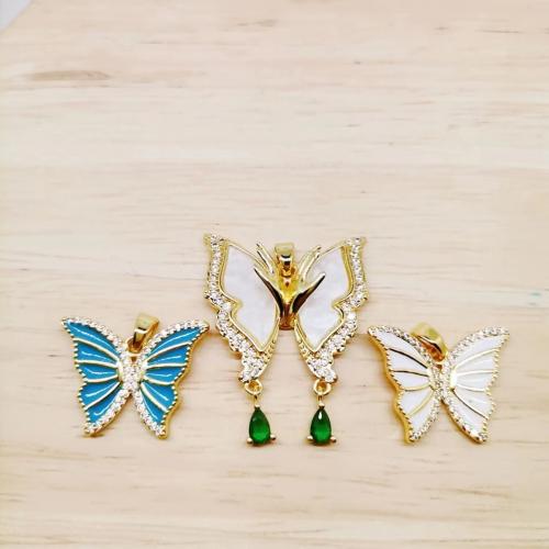 Brass Jewelry Pendants, Butterfly, gold color plated, DIY & different styles for choice & enamel & with rhinestone, more colors for choice, nickel, lead & cadmium free, Sold By PC