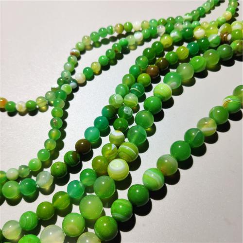 Natürliche Streifen Achat Perlen, rund, DIY & verschiedene Größen vorhanden, grün, verkauft per ca. 36-38 cm Strang