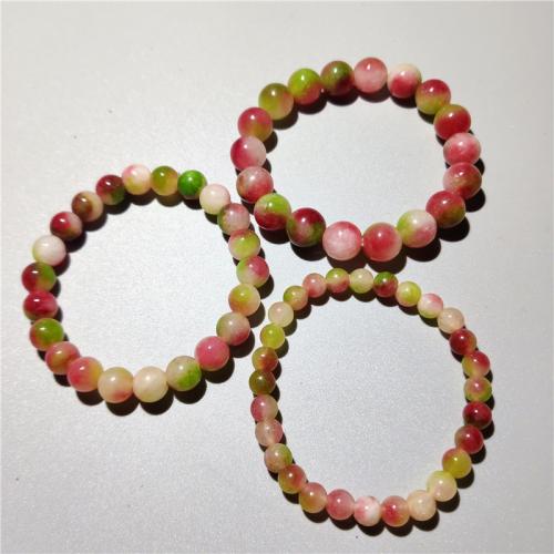 Gemstone Bracelets, Chalcedony, Round, fashion jewelry & Unisex & different size for choice, mixed colors, Length:Approx 18 cm, Sold By PC
