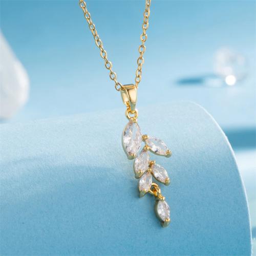 Stainless Steel Jewelry Necklace, 304 Stainless Steel, with 1.97inch extender chain, 18K gold plated, fashion jewelry & micro pave cubic zirconia & for woman, golden, Sold Per Approx 15.75 Inch Strand