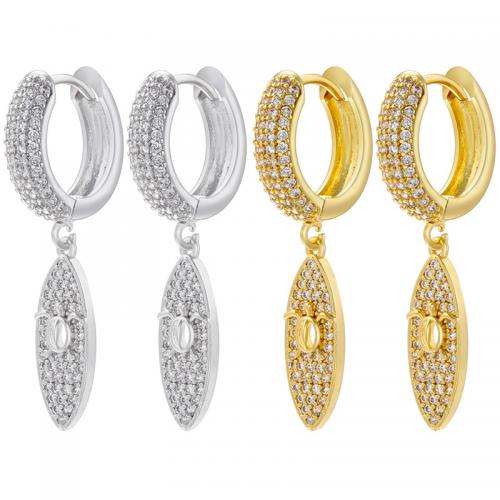 Cubic Zirconia Micro Pave Brass Earring, fashion jewelry & micro pave cubic zirconia & for woman, more colors for choice, nickel, lead & cadmium free, 40x17mm, Sold By Pair