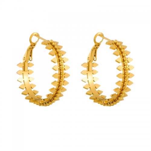 チタン鋼のイヤリング, チタン鋼, ファッションジュエリー & 女性用, 金色, 30mm, 売り手 ペア