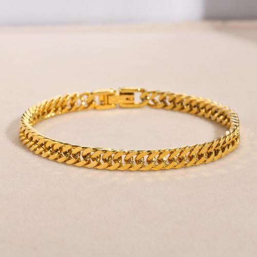 Tytan stalowa bransoleta, Titantium stali, biżuteria moda & dla kobiety, złoty, 5.30mm, długość około 7.08 cal, sprzedane przez PC