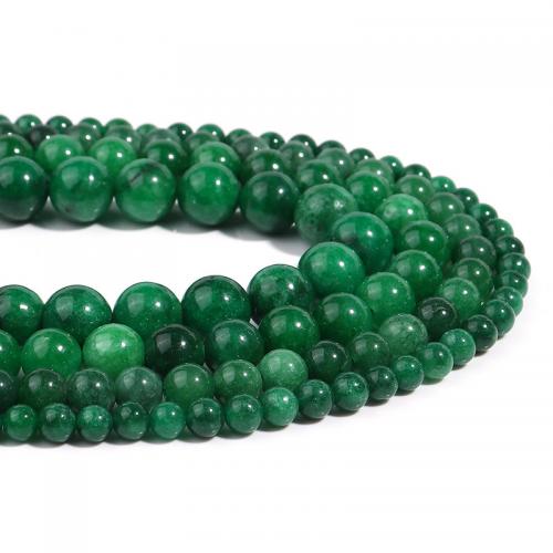 Jade Perlen, gefärbte Jade, rund, DIY & verschiedene Größen vorhanden, grün, verkauft per ca. 38 cm Strang