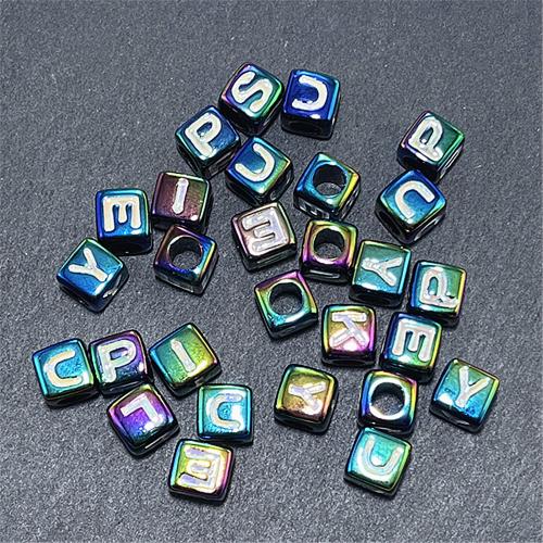 Plated Acrylic Beads Cube UV plating DIY & enamel Approx Sold By Bag