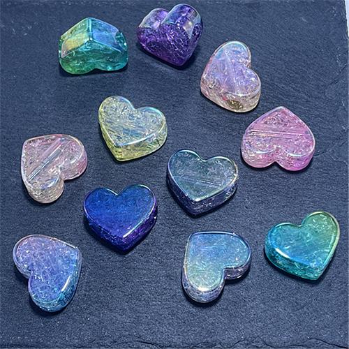 Plated Acrylic Beads, Heart, UV plating, DIY, mixed colors, 17.78x14.50mm, Hole:Approx 4.02mm, Approx 100PCs/Bag, Sold By Bag