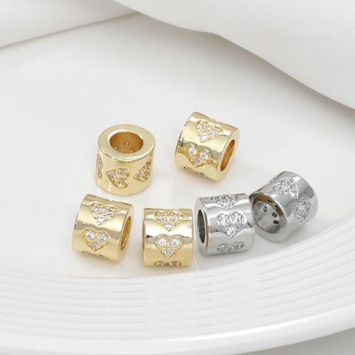 Brass Spacer Beads with Cubic Zirconia Column plated DIY nickel lead & cadmium free Sold By PC