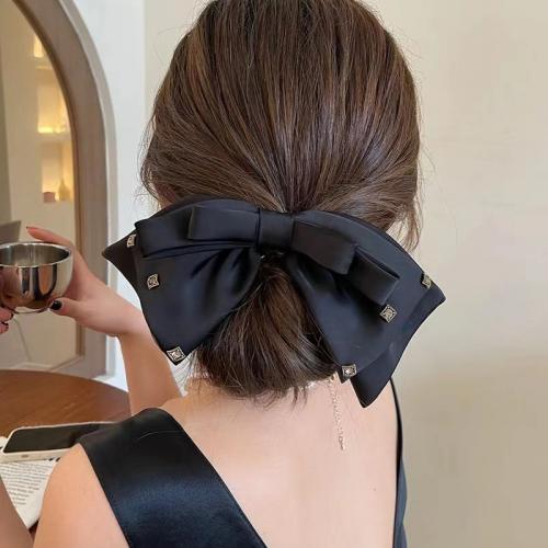Hair Snap Clips, Polyester, Bowknot, fashion jewelry & with rhinestone, more colors for choice, Bow length about 26CM wide about 9CM clip 10CM, Sold By PC