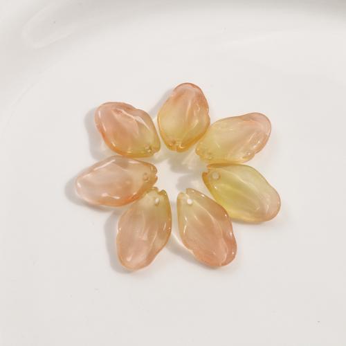 Gemstone Pendants Jewelry, Glass, petals, DIY, yellow, 20x12mm, Sold By PC