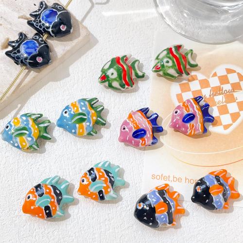 Porcelain Jewelry Beads, Fish, DIY, more colors for choice, 23x18mm, Sold By PC