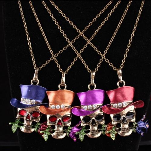 Zinc Alloy Sweater Chain Necklace Halloween Design & Unisex & with rhinestone nickel lead & cadmium free x40mm Length Approx 60 cm Sold By PC