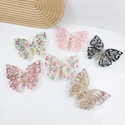 Hair Claw Clips, Plastic, Butterfly, handmade, for woman & hollow, more colors for choice, 135x115x53mm, Sold By PC