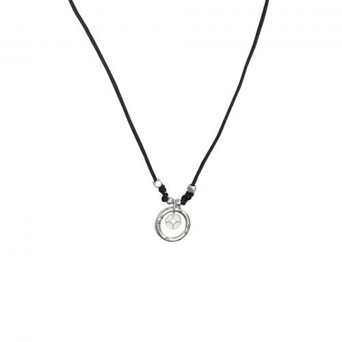 Argent sterling 925 collier, avec cordon de polyester, Motif géométrique, unisexe & creux, argent, Longueur:Environ 23.6 pouce, Vendu par PC