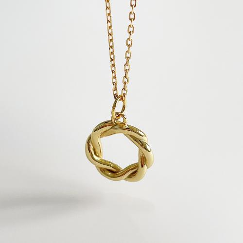 925 Sterling Silber Halskette, Geometrisches Muster, 18K vergoldet, für Frau & hohl, Länge:ca. 16 ZollInch, verkauft von PC