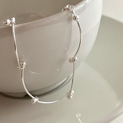 925 Sterling Silver Bracelet, Korean style & for woman, silver color, Length:Approx 6-7 Inch, Sold By PC