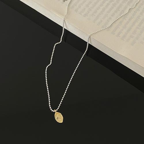 argent sterling 925 collier, avec perle de plastique, caractère, Plaqué or 18K, Style coréen & pour femme, Longueur:Environ 16 pouce, Vendu par PC