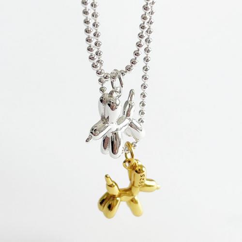 925er Sterling Silber Halskette, Hund, plattiert, Koreanischen Stil & Kugelkette & für Frau, keine, Länge:ca. 16 ZollInch, verkauft von PC