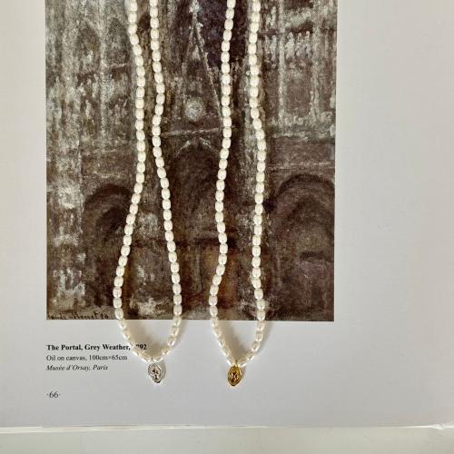 Argent sterling 925 collier, avec perle de verre, caractère, Placage, Style coréen & pour femme, plus de couleurs à choisir, Longueur:Environ 16 pouce, Vendu par PC