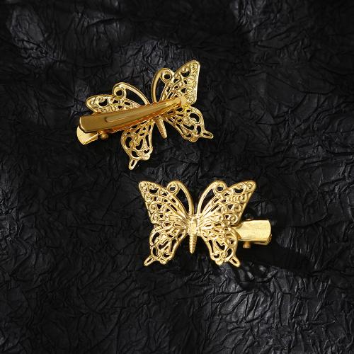 Alligator Hair Clip Iron Butterfly DIY golden nickel lead & cadmium free 35mm Sold By PC