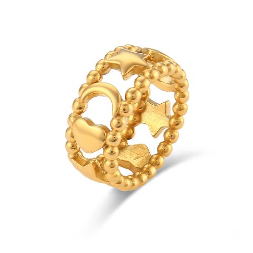 Stainless Steel Finger Ring 304 Stainless Steel 18K gold plated fashion jewelry & for woman & hollow golden US Ring Sold By PC