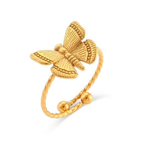 Edelstahl Ringe, 304 Edelstahl, 18K vergoldet, Modeschmuck & für Frau, goldfarben, 11x14mm, verkauft von PC