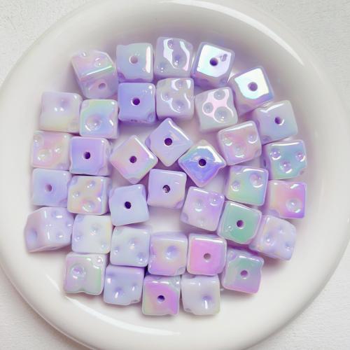 Plated Acrylic Beads Square UV plating DIY 14mm Approx 3.5mm Sold By Bag