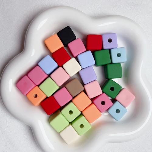 Acrylic Jewelry Beads, Square, DIY, more colors for choice, 14mm, 10PCs/Bag, Sold By Bag