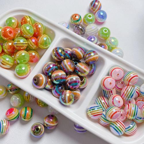 Belagte akryl perler, Runde, UV plating, du kan DIY, flere farver til valg, 16mm, 10pc'er/Bag, Solgt af Bag