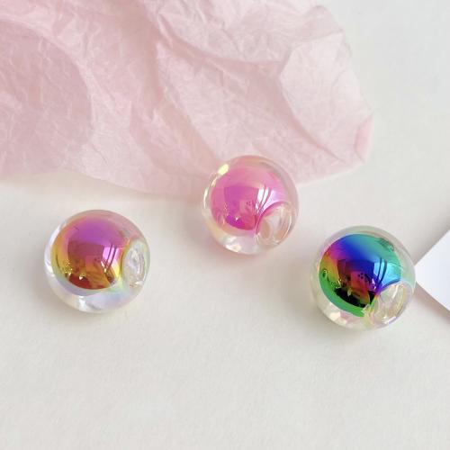 Plated Acrylic Beads, Round, UV plating, DIY, more colors for choice, 18mm, 200PCs/Bag, Sold By Bag