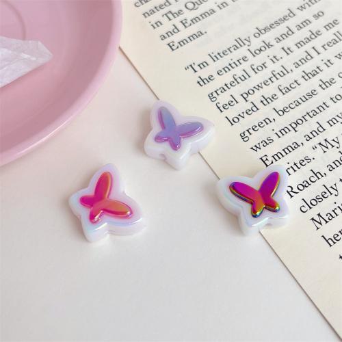 Plated Acrylic Beads, Butterfly, UV plating, DIY, more colors for choice, 16x20mm, 200PCs/Bag, Sold By Bag