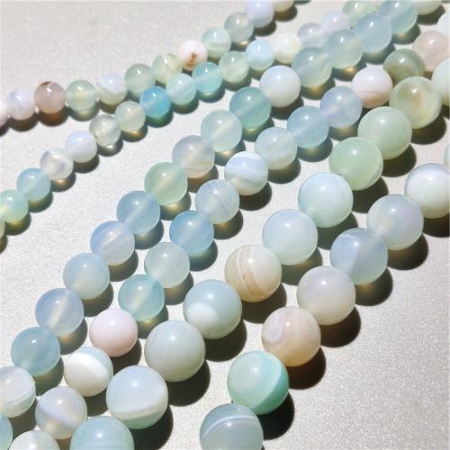 Natürliche Streifen Achat Perlen, rund, DIY & verschiedene Größen vorhanden, himmelblau, verkauft per ca. 36-38 cm Strang