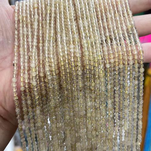 Natürlicher Quarz Perlen Schmuck, Rutilated Quarz, rund, DIY & verschiedene Größen vorhanden, goldfarben, verkauft von Strang