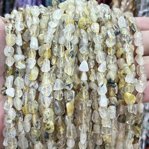 Natürlicher Quarz Perlen Schmuck, Rutilated Quarz, Klumpen, DIY, gemischte Farben, 6x8mm, verkauft per ca. 38 cm Strang