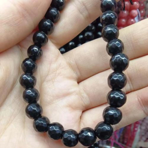 Fashion Glass Beads, Round, DIY & different size for choice & faceted, black, Sold Per Approx 38 cm Strand