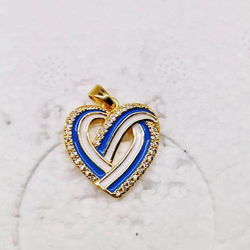 Cubic Zirconia Micro Pave Brass Pendant, Heart, gold color plated, DIY & different styles for choice & micro pave cubic zirconia & enamel, more colors for choice, nickel, lead & cadmium free, Sold By PC