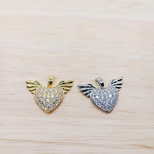 Cubic Zirconia Micro Pave Brass Pendant, Heart, plated, DIY & micro pave cubic zirconia, more colors for choice, nickel, lead & cadmium free, Sold By PC