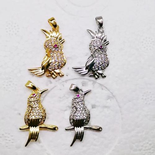 Cubic Zirconia Micro Pave Brass Pendant, Bird, plated, fashion jewelry & DIY & different styles for choice & micro pave cubic zirconia, more colors for choice, nickel, lead & cadmium free, Sold By PC