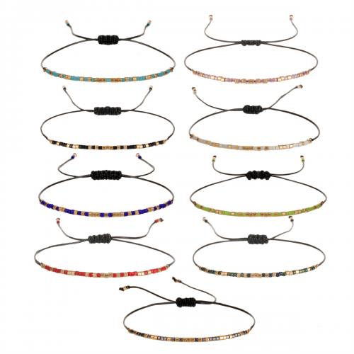 Pulsera de perlas de vidrio, Seedbead, con Cordón de nudo, Ajustable & Joyería & unisexo, más colores para la opción, libre de níquel, plomo & cadmio, 2mm, longitud:aproximado 18-23 cm, Vendido por UD