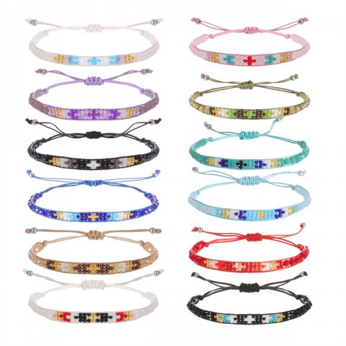 Glass Beads Bracelet, Seedbead, with Knot Cord, Adjustable & fashion jewelry & Unisex, more colors for choice, nickel, lead & cadmium free, 6mm, Length:Approx 18-23 cm, Sold By PC
